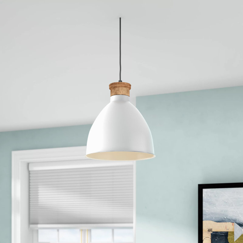Luminaire suspendu en forme de cloche à 1 lumière Kenbridge, Blanc