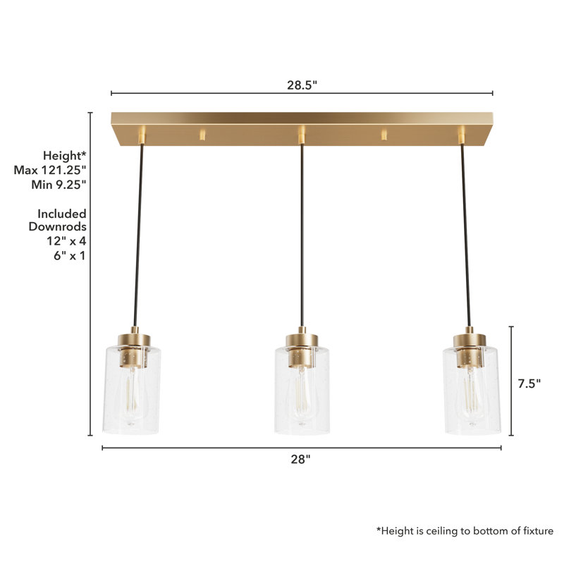 Hartland 3 - Light Cluster Modern Linear Pendant, Alturas Gold
