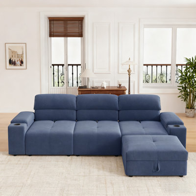105 Inch Modern Modular L-Shaped Sectional Sofa With Adjustable Backrest, Upholstered Living Room Sofa Set With Movable Ottoman