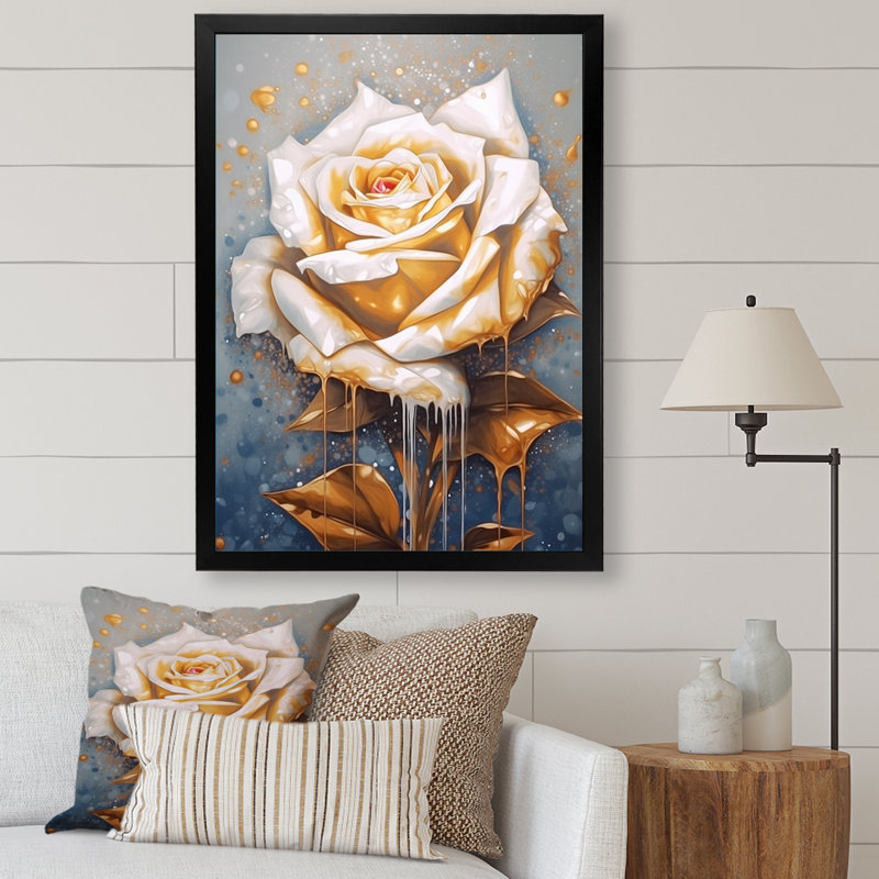 Crème or rose rêverie, Cadre photo noir, H 32 po x l 24 po x P 1 po