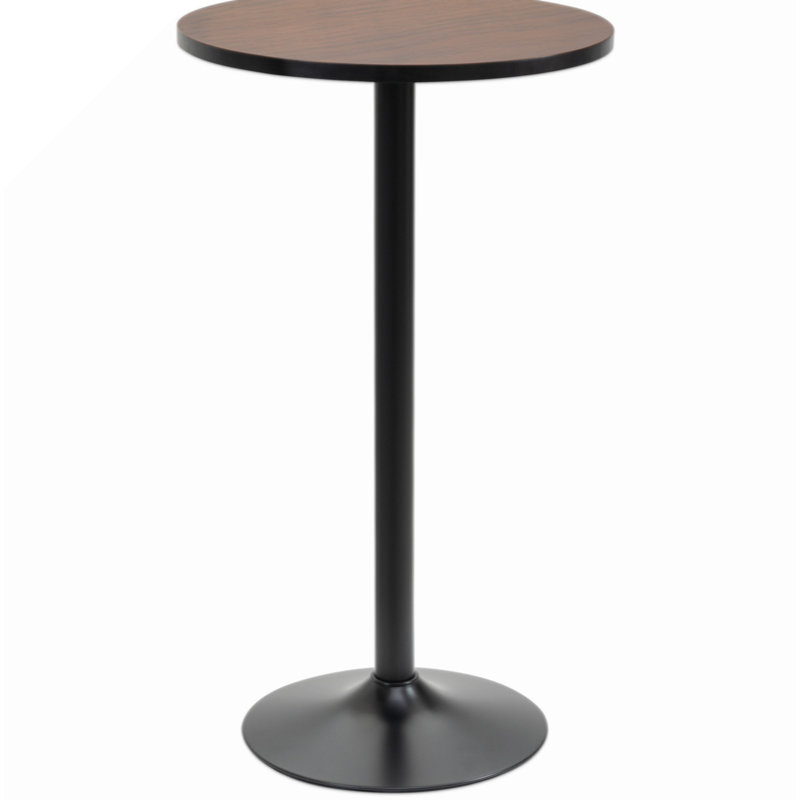 Bronis 42" H Bar Height Round Bar Table, Rustic Industrial Pub Table, Elm Wood Top Bistro Table With Metal Base