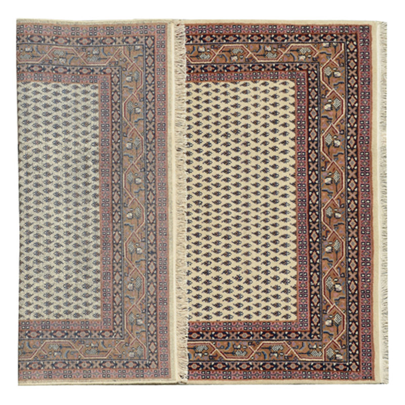 Tapis crème en laine noué à la main Vanek, Rectangle de 8 pi 6 po x 11 pi