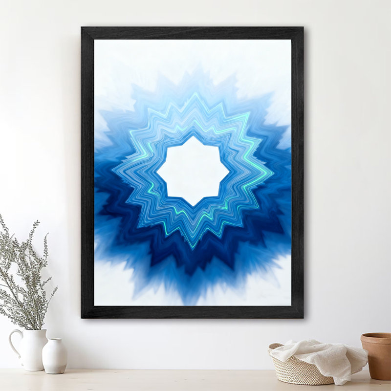 Reproduction d'art encadrée noire rétro bleue simple et unique, H 37 po x l 25 po