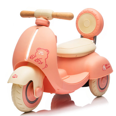 12V Kids Ride On Electric Motorcycle,Toddler Scooter W/Parents Control,Three-Wheel Stable Design,Special Wooden Handle,Smoother Output And Slow Start&Stop,More Suitable For 1-3 Years BABY's First Toy.