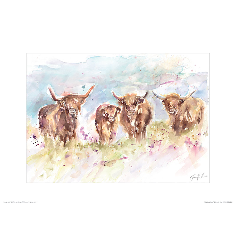 Highland Herd 1 Piece Painting, 30 cm H x 40 cm W x 0.01 cm D
