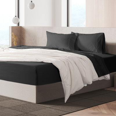 Loomsnest 100% Cotton Sheet Set, Breathable & Lightweight Percale Cooling Sheets, Deep Pocket (Fits up to 18"), Full, Dark Gray