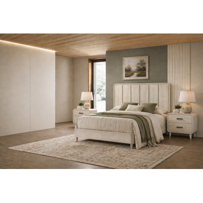 Modern Panel Bedroom Set in White Finish