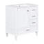 Meuble-lavabo de 30 po de style moderne - blanc avec structure en bois massif. Évier équipé, 3 tiroirs et porte pour un élégant meuble à cadre de meuble-lavabo. Fonctionnel-1877588317