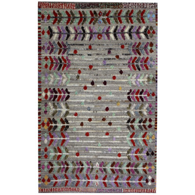 Rectangle 211 cm x 313 cm Geometric Hand Knotted Area Rug