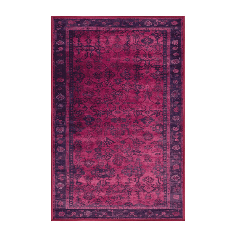 Machine Washable Overdyed Red Area Rug, Rectangle 8' x 10'