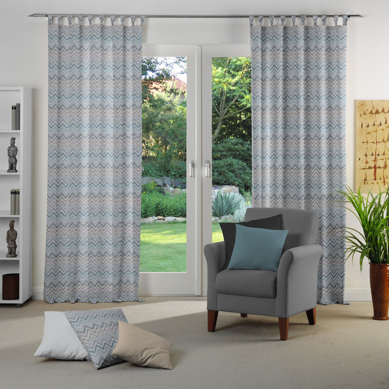 Kurtus Room Darkening Curtain Single Panel, 132cm Width x 145cm Drop, Light blue/Light grey/Beige