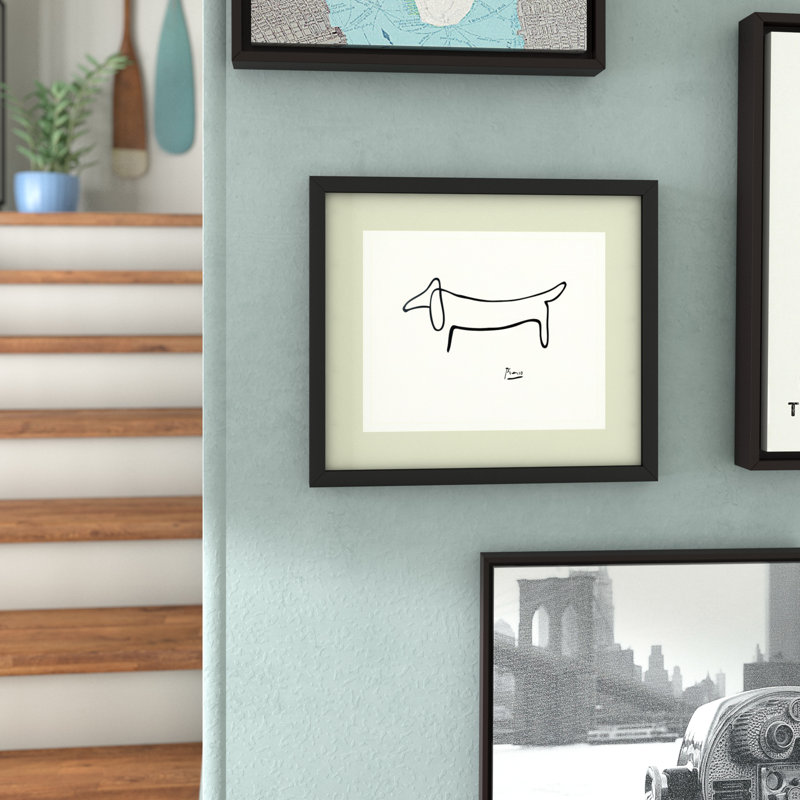 «Midtown Le Chien» par Pablo Picasso, reproduction d'art sur papier, H 13 po x l 15 po, Noir mat