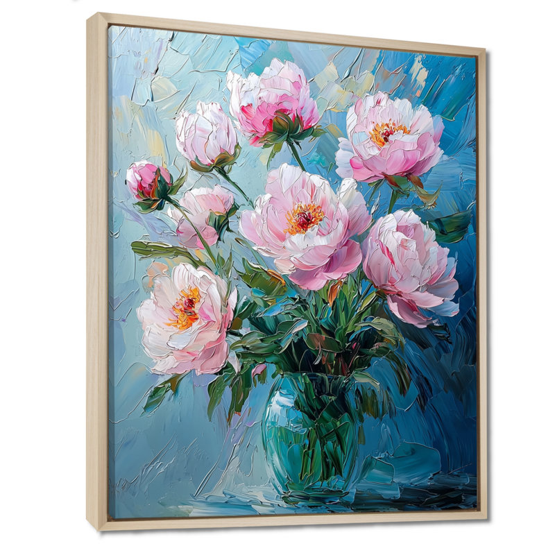 Peony Petal Harmony Into A Vase II - Pivoines, reproductions encadrées, Reproduction avec cadre flottant, H 44 po x l 34 po