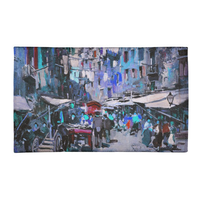 Tapis de marché bleu/rouge naples