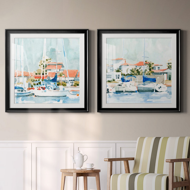Beach Town Summer I Beach Town Summer I - Ensemble de 2 cadres photo, H 30,5 po x l 61 po, Papier dans un cadre photo, Noir