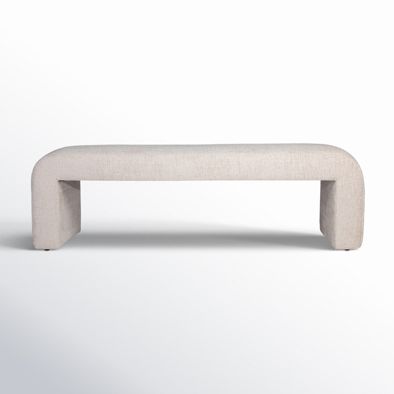 Diedrick Polyester Upholstered Bench, Gwen Natural Beige Microsuede, 19" H x 60" W x 18" D