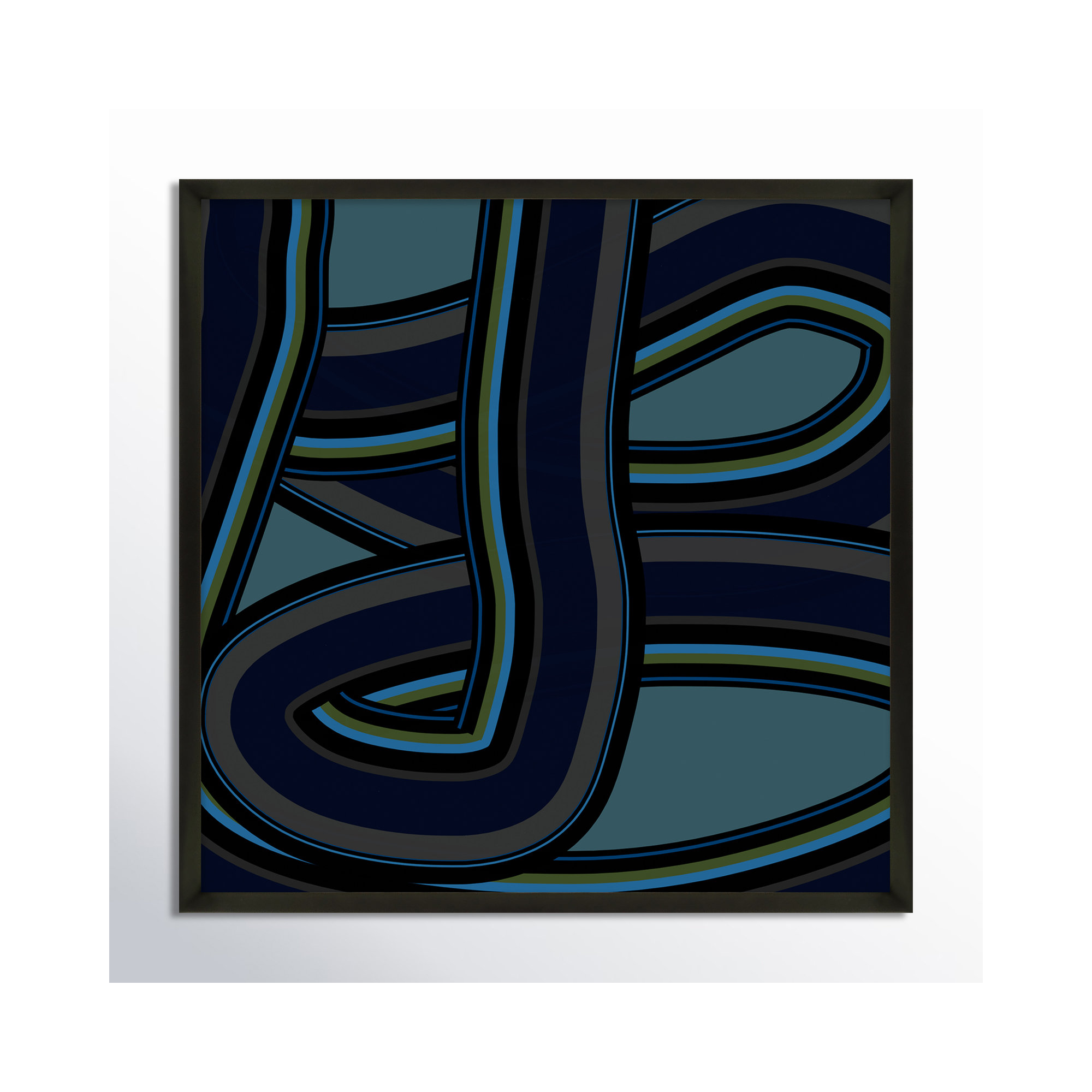 Stone Blue Twist by Jacques Pilon, 30" H x 30" W x 1.25" D, Black