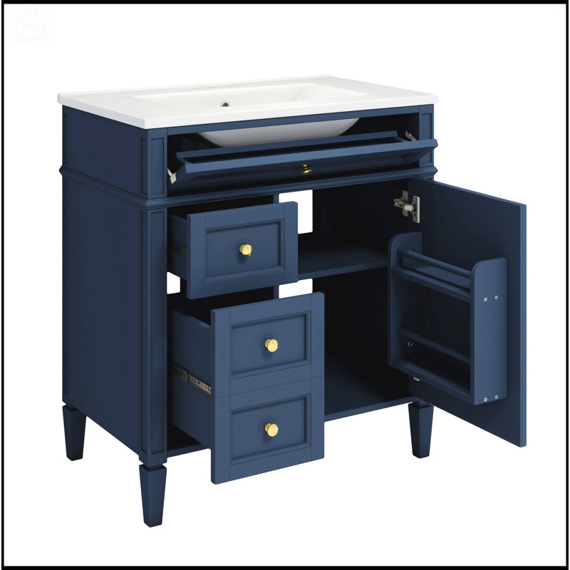 Meuble-lavabo moderne de 30 pouces avec lavabo supérieur, rangement spacieux et conception durable pour une organisation efficace