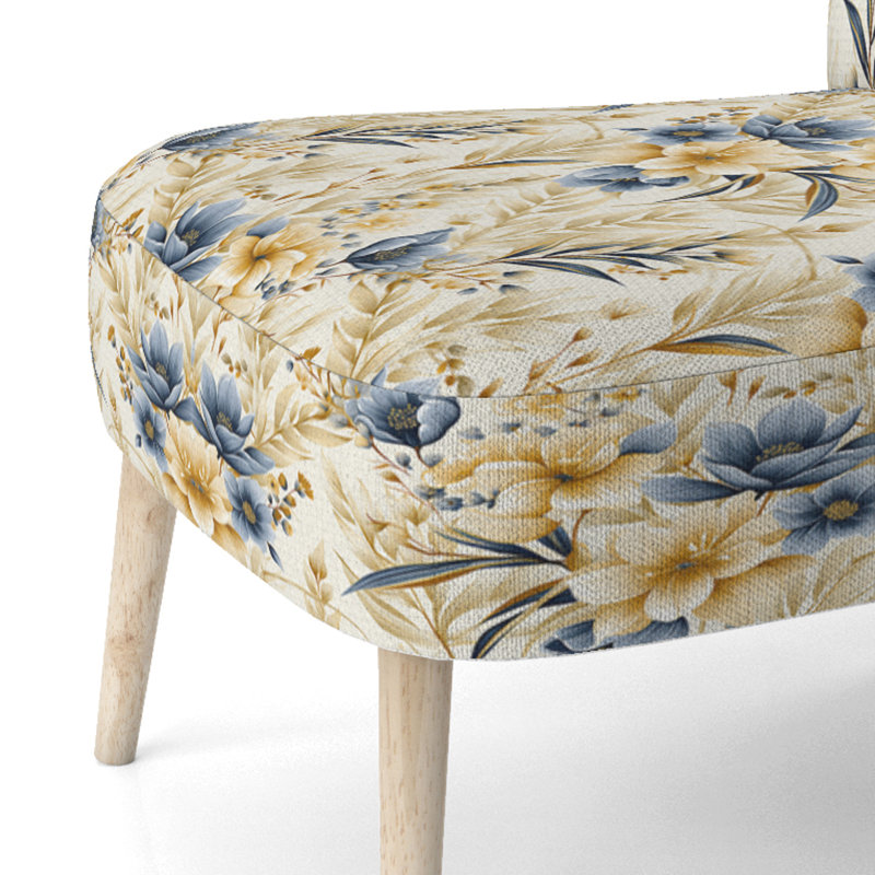 Coastal Neutrals Flowers - Chaise d'appoint rembourrée bohémienne, chaise d'appoint bleue
