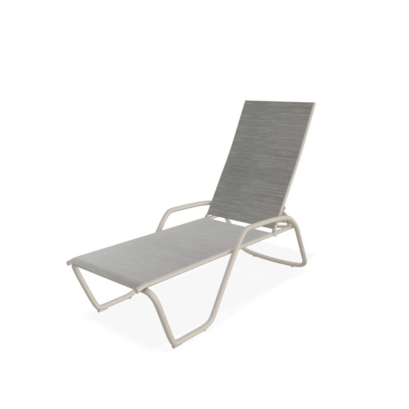 Outdoor Rust-Resistant Metal Chaise Lounge, Textured Desert, Sicily