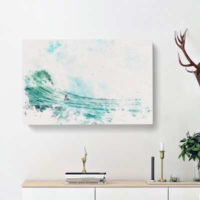 Surfing a Wave Watercolour - Wrapped Canvas