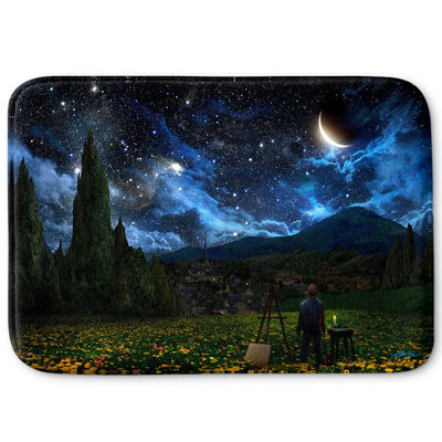 Tapis pour salle de bain à mousse mémoire starry night alex ruiz