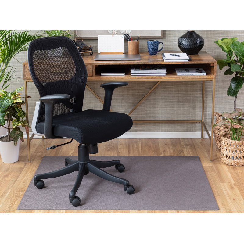 Gray Rectangular PVC and Polyester Office Chair Mat