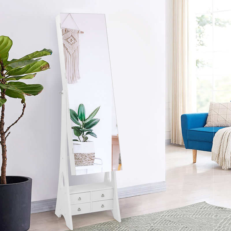 Armoire à bijoux avec miroir Keavin, Blanc