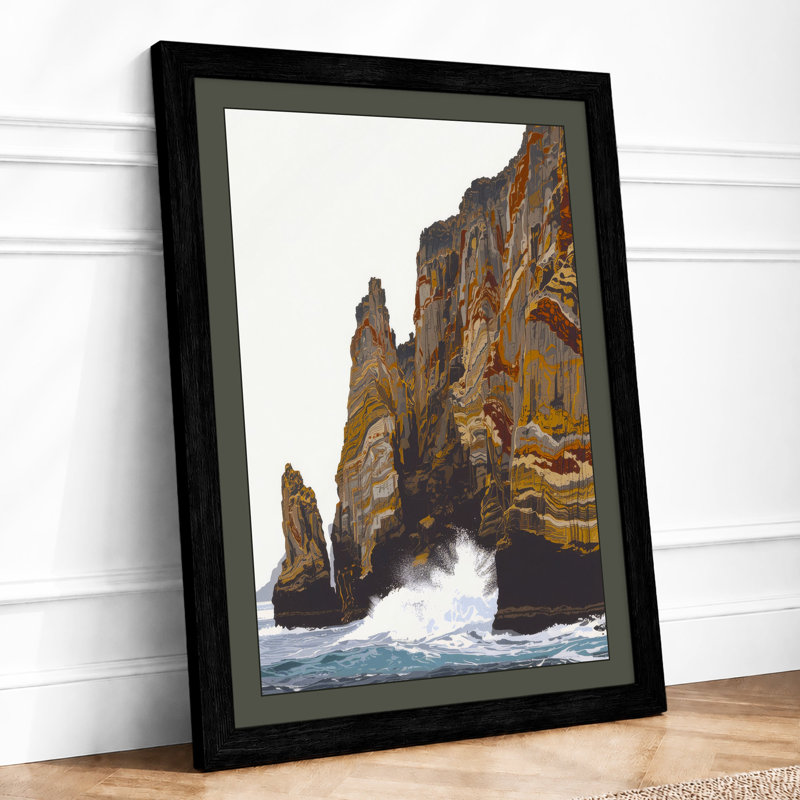 Rock Rising Coastal - Framed Print, A1 - 84.1 x 59.4 cm, Black
