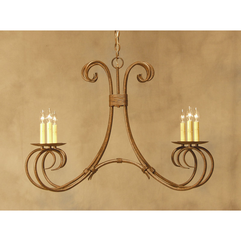 Lustre géométrique 6 lumières Elon, Pompéi doré de qualité supérieure, Lin naturel