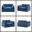 Fauteuil surdimensionné en chenille bleue de 50 po avec motif de blocs de couleur et coussins - siège ultra profond pour un confort semblable à celui d'un nuage-539270460