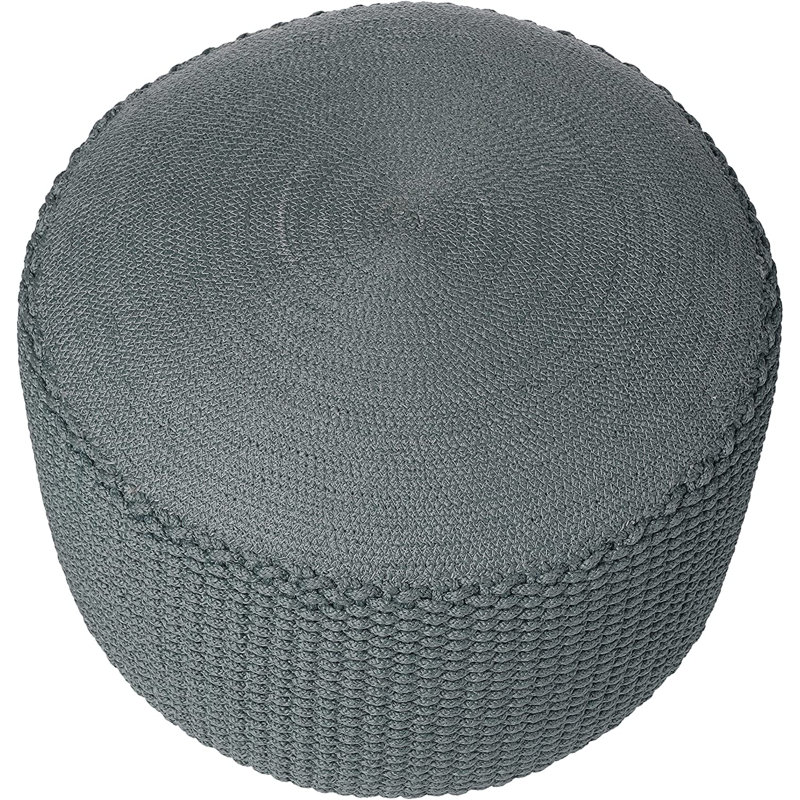 Upholstered Pouf, Gray Cotton Blend