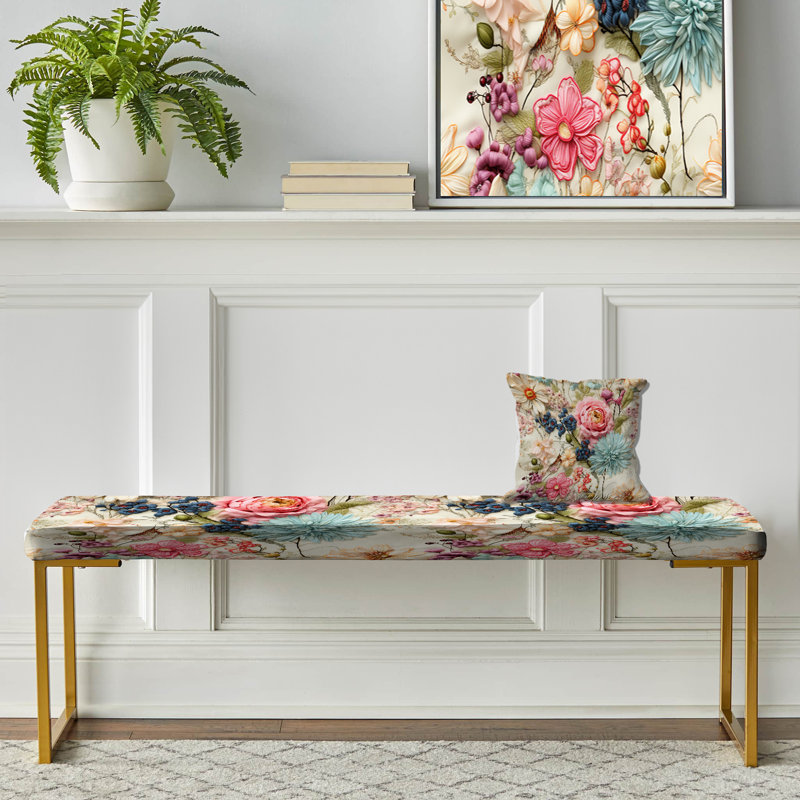 Banc rembourré or, Vintage Patchwork