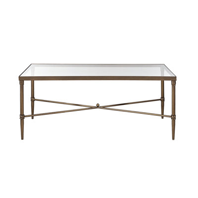 5Mm Tempered Glass Topped Metal Bronze Colored Frame Conservatory Coffee Table, 44Wx24dx18.03H", Assembly Required Rectangle Entryway Table With And Glass,