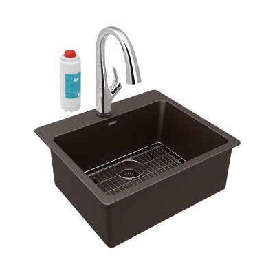 25" x 22" x 9-1/2" Drop-In Kitchen Sink Kit with Faucet
