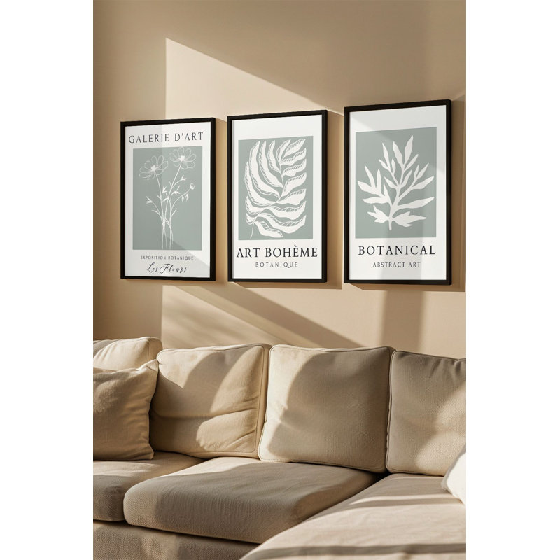 Élégant ensemble de peintures en panneau de fibres à densité moyenne encadrées (3 pièces), 13,0 x 19,0 po chacune | Cadre 100% bois massif (0,8 po d'épaisseur) | Impression numérique éclatante | Parfait pour le salon, la chambre à coucher ou le bureau, design élégant et moderne