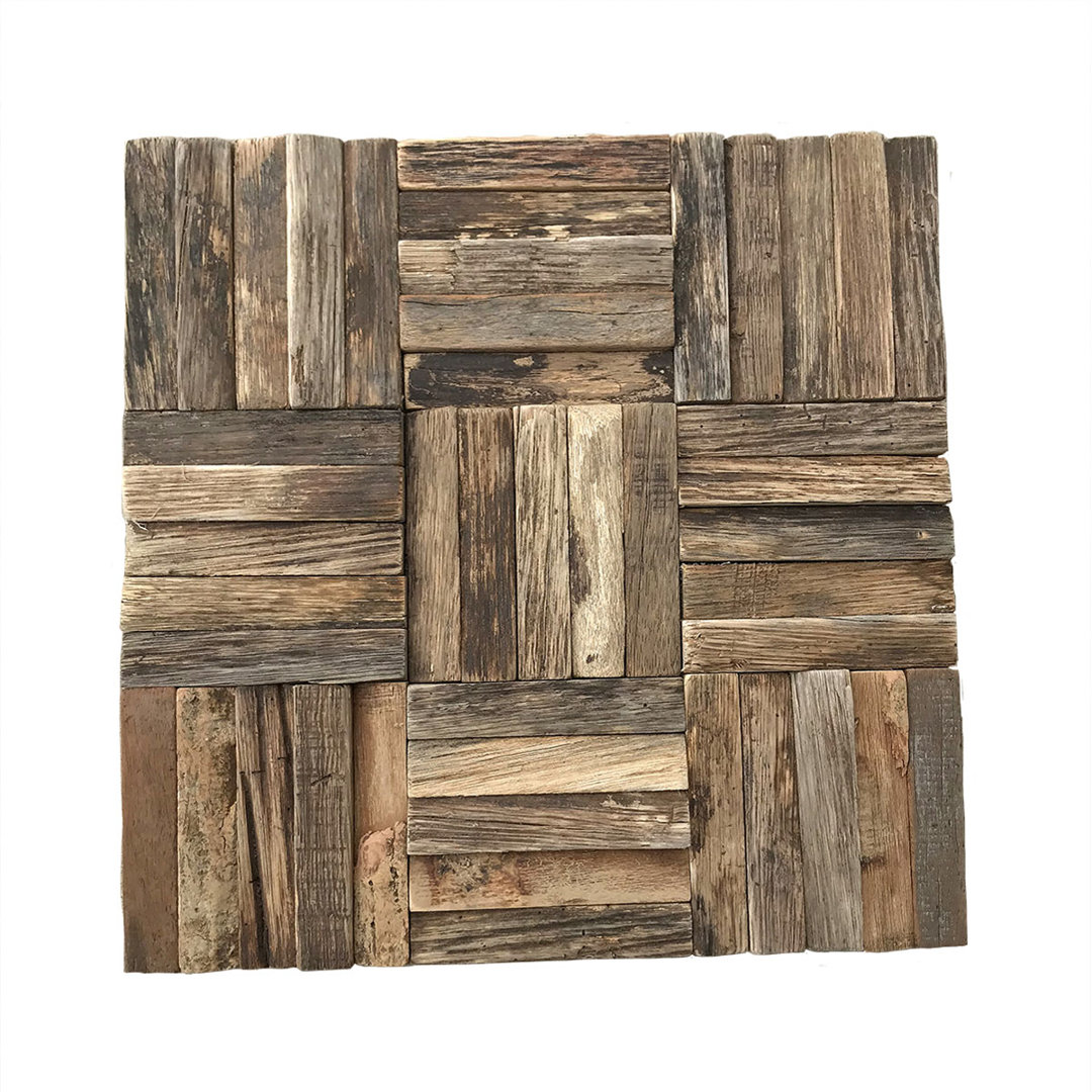 11 7/8"W x 11 7/8"H x 1/2"P Weave Boat Wood Mosaic Wall Tile, Natural Finish Ekena Millwork