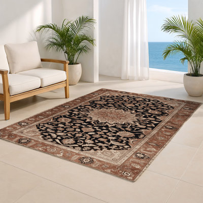 Tapis d'intérieur et d'extérieur brun Persian