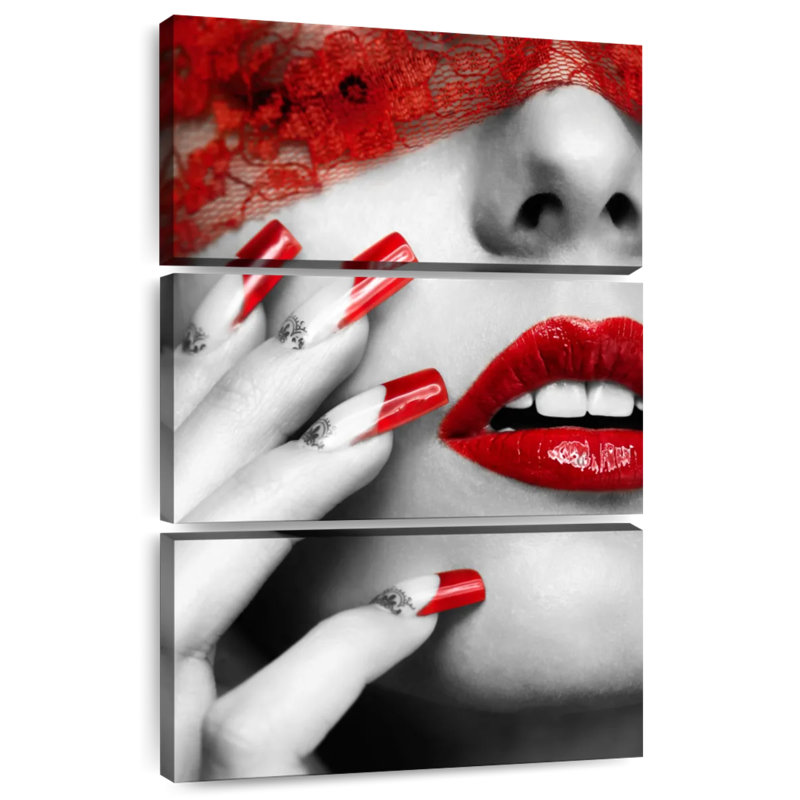 Rouge à lèvres et clous éclatants, H 74 po x l 48 po