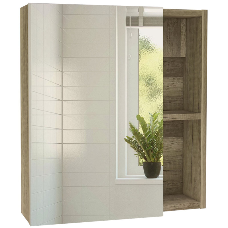 Armoire à pharmacie avec miroir Clifton, cinq tablettes internes, Noyer