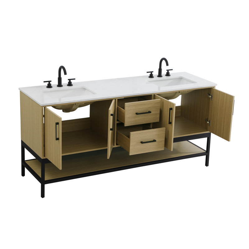 Meuble-lavabo double 72 po, Brun miel