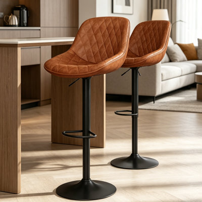 Tiberias Upholstered Adjustable Height Counter Stool with Metal Frame