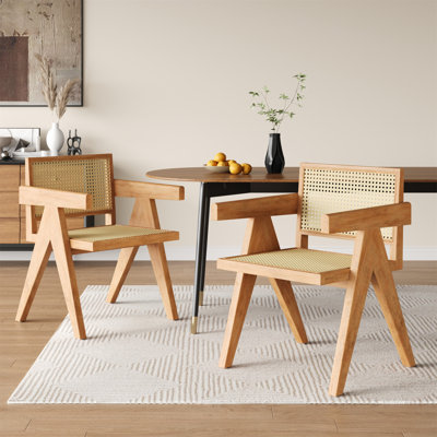 Chaise de salle à manger avec accoudoirs Chandigarh (ensemble de 2), naturel