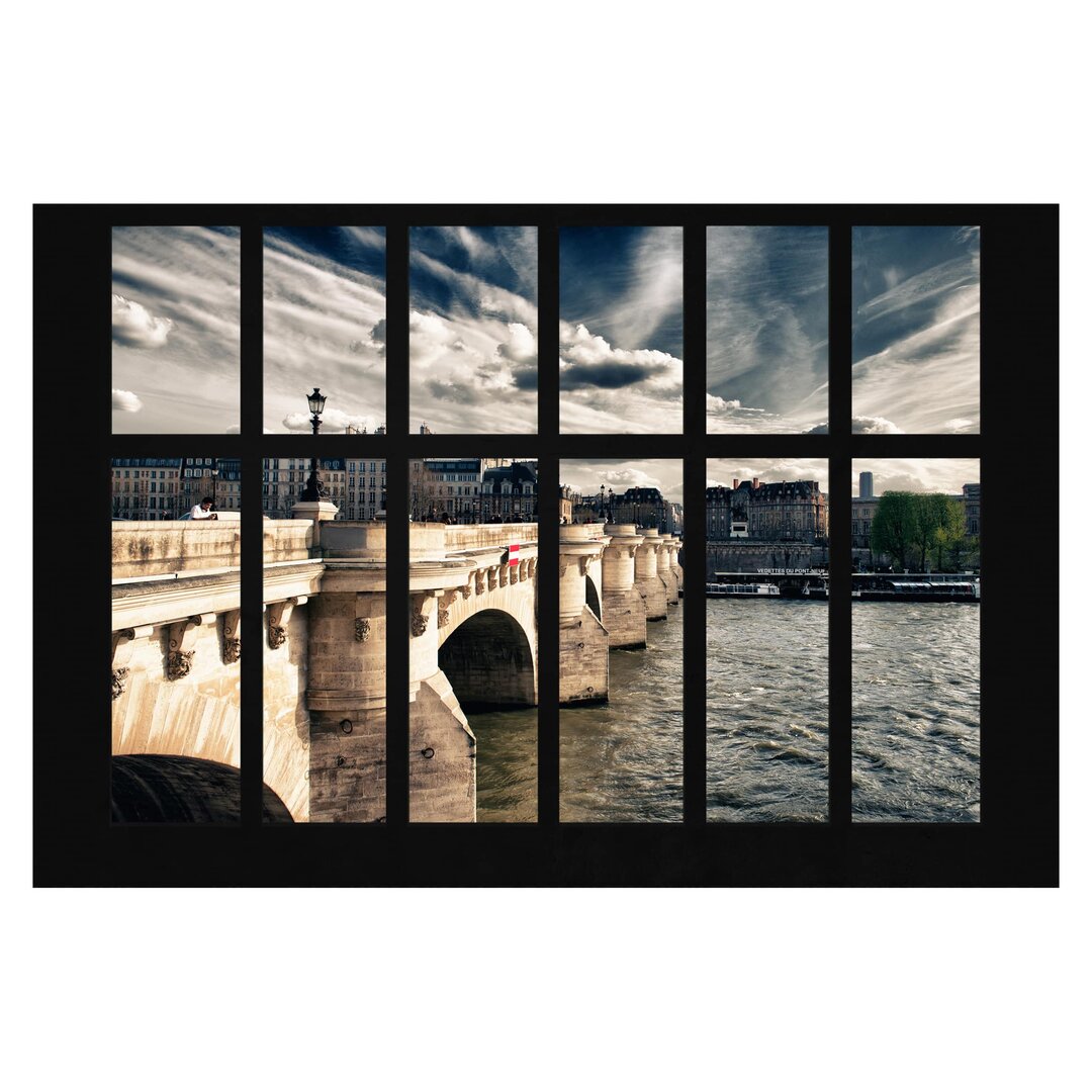 Matt Fototapete Fenster Brücke Paris 2,55 m x 384 cm