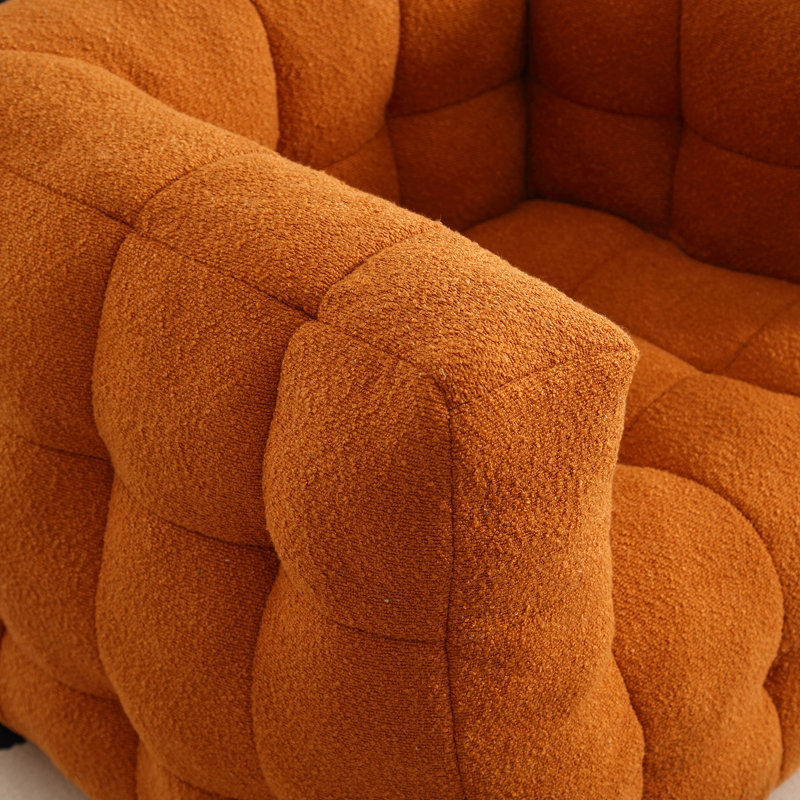 fauteuil à billes avec repose-pieds, Polyester orange