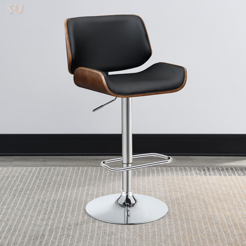 Tabouret de bar réglable noir et chrome avec vérin à gaz, parfait pour un usage domestique et professionnel polyvalent, tabouret de bar