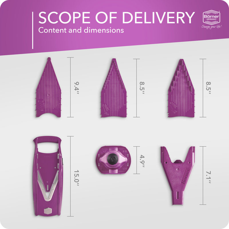 Borner V-5 Power Line Mandoline, Starter Set, Purple, Purple