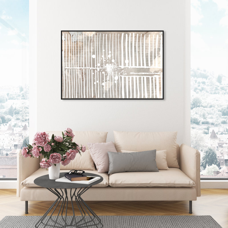 «Chic Champagne», peinture sur toile, H 45 po x l 30 po x P 1,5 po, Cadre noir