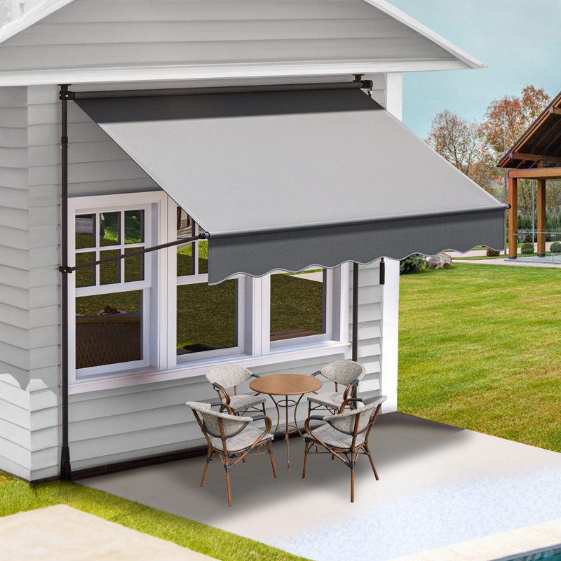 Edrosie Inc 118.1'' H Retractable Patio Awning Window Awning Door Awning, 118.1" H x 6.6' W x 3.9' D