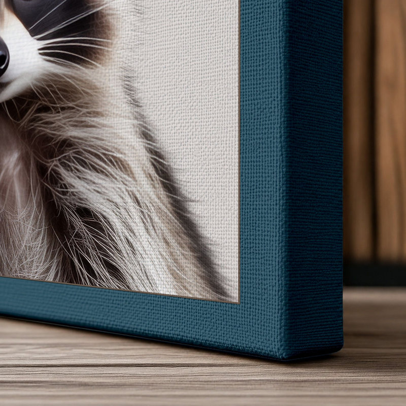 Raccoon with Toilet Paper Modern - Wrapped Canvas, 30x20 - 76.2 x 50.8 cm, Teal Border